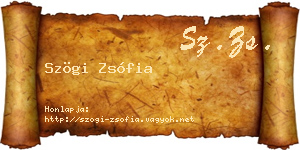 Szögi Zsófia névjegykártya